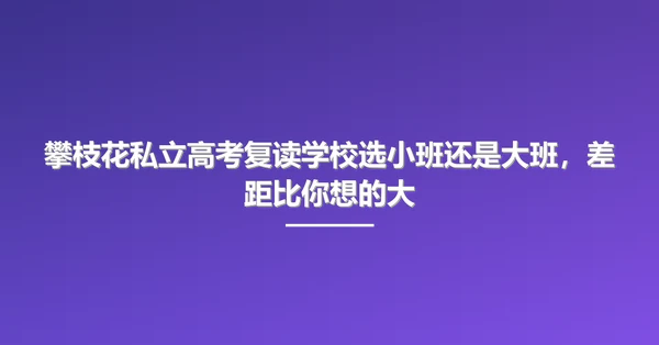 攀枝花私立高考复读学校选小班还是大班,差距比你想的大