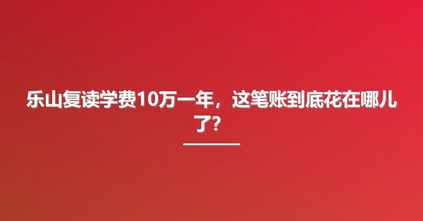 乐山复读学费10万一年，这笔账到底花在哪儿了？