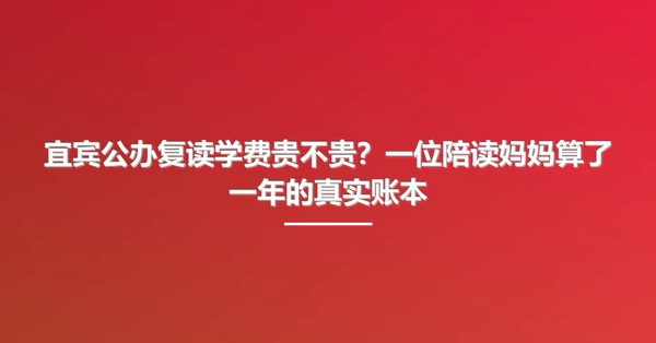 宜宾公办复读学费贵不贵？一位陪读妈妈算了一年的真实账本