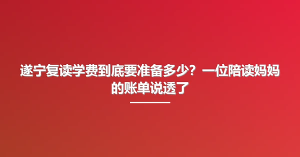 遂宁复读学费到底要准备多少?一位陪读妈妈的账单说透了