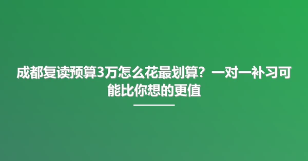 成都复读预算3万怎么花最划算?一对一补习可能比你想的更值