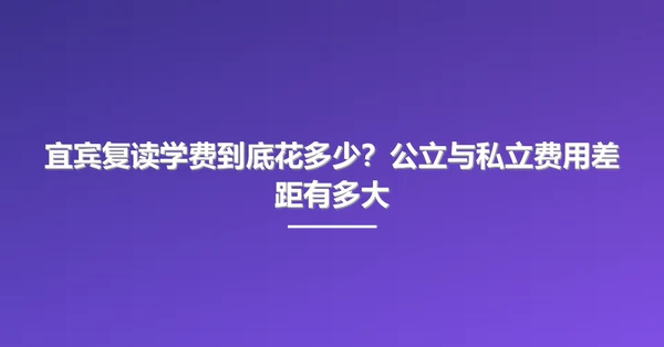 宜宾复读学费到底花多少？公立与私立费用差距有多大