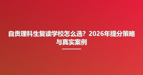 自贡理科生复读学校怎么选?2026年提分策略与真实案例