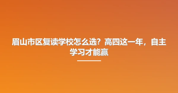 眉山市区复读学校怎么选？高四这一年，自主学习才能赢